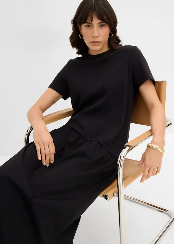 Abito in maglina con materiali misti, bonprix