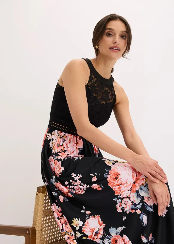 Abito lungo con pizzo, bonprix