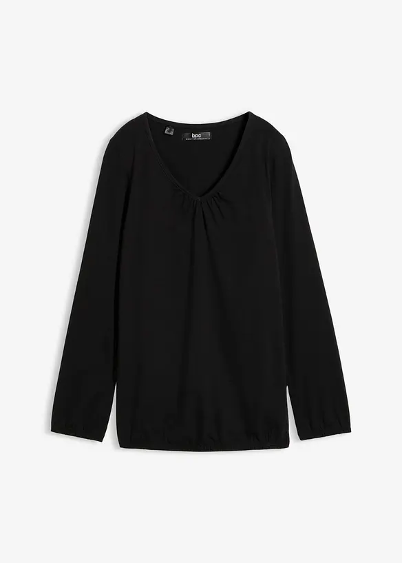 Maglia a maniche lunghe in puro cotone con elastico, bonprix