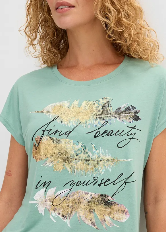 T-shirt con stampa glitterata, bonprix