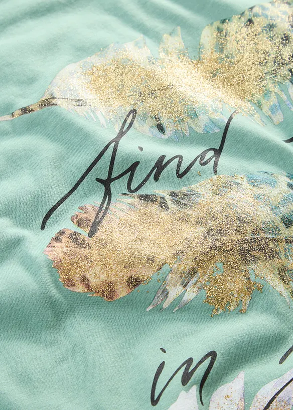 T-shirt con stampa glitterata, bonprix