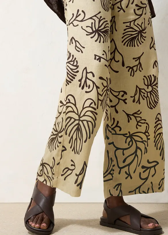 Pantaloni larghi in puro lino, bonprix