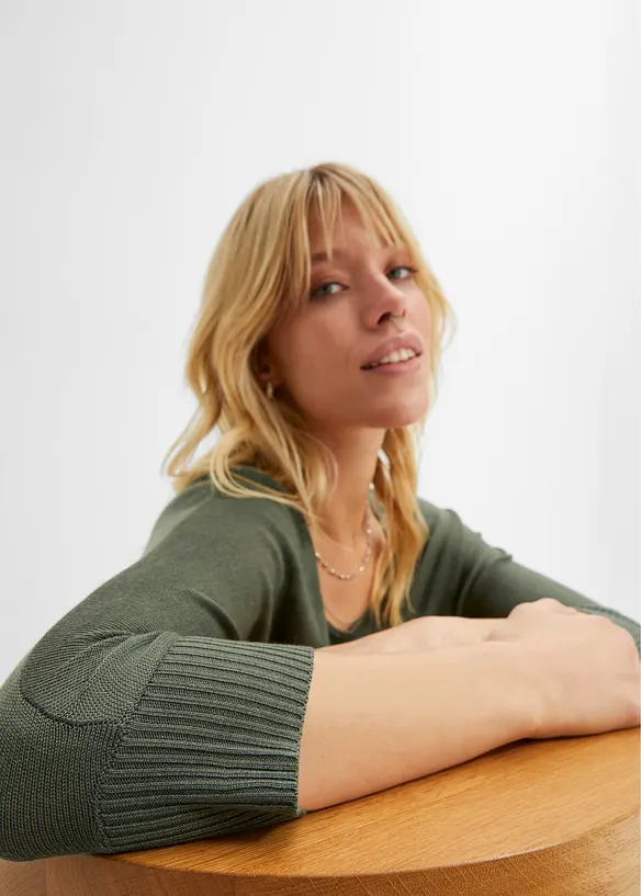 Maglione in filato fine con maniche a 3/4, bonprix
