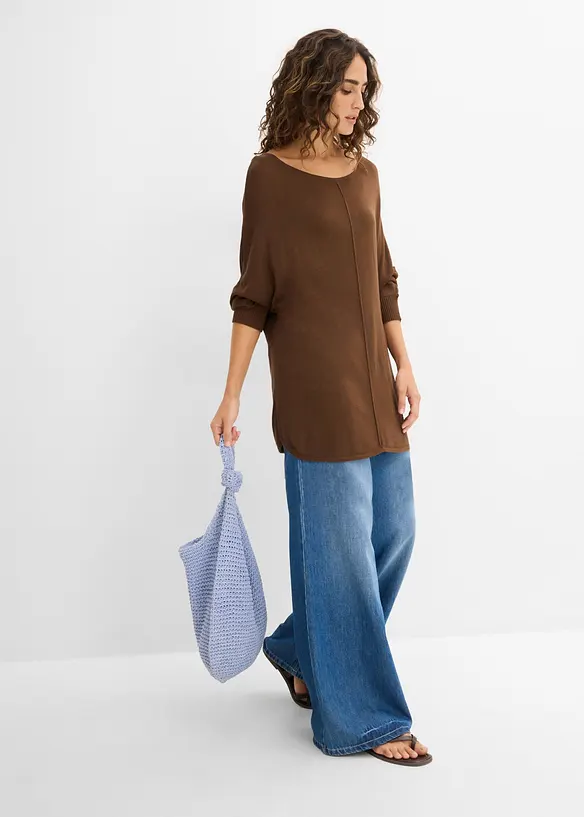 Maglione in filato fine con maniche a 3/4, bonprix