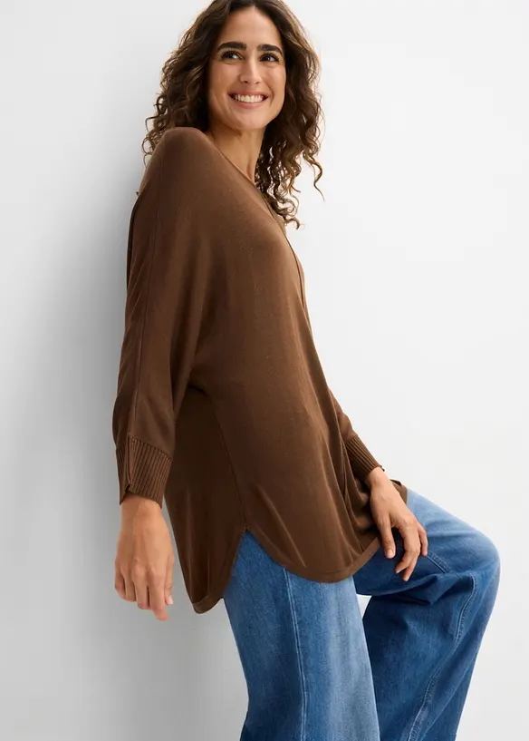 Maglione in filato fine con maniche a 3/4, bonprix