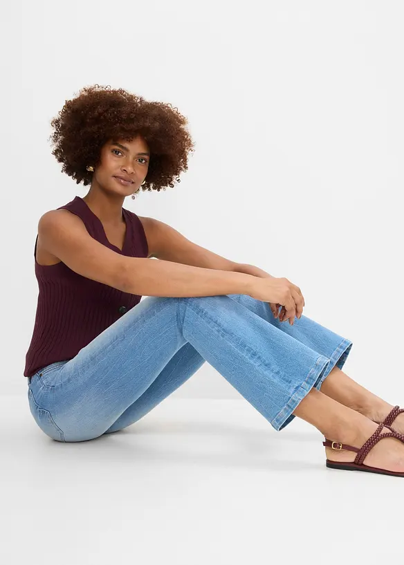 Jeans bootcut elasticizzati confortevoli, vita alta, bonprix
