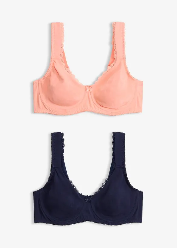 Reggiseno t-shirt minimizer con ferretto e cotone biologico (pacco da 2), bonprix