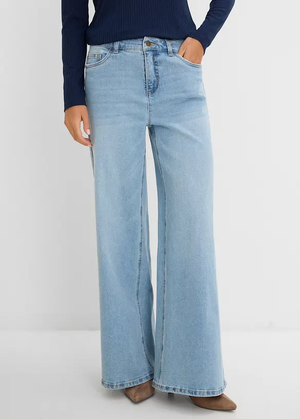 Jeans wide leg, vita media, bonprix