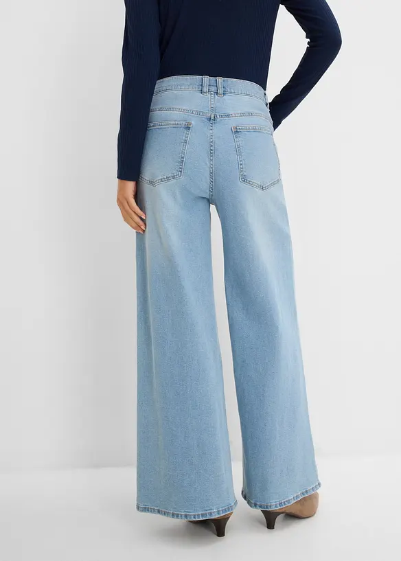 Jeans wide leg, vita media, bonprix