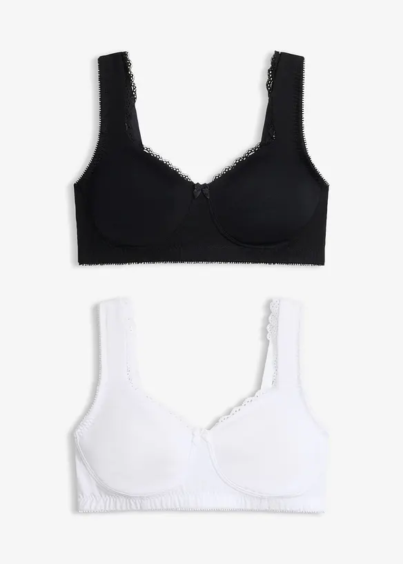 Reggiseno t-shirt minimizer senza ferretto con cotone biologico (pacco da 2), bonprix