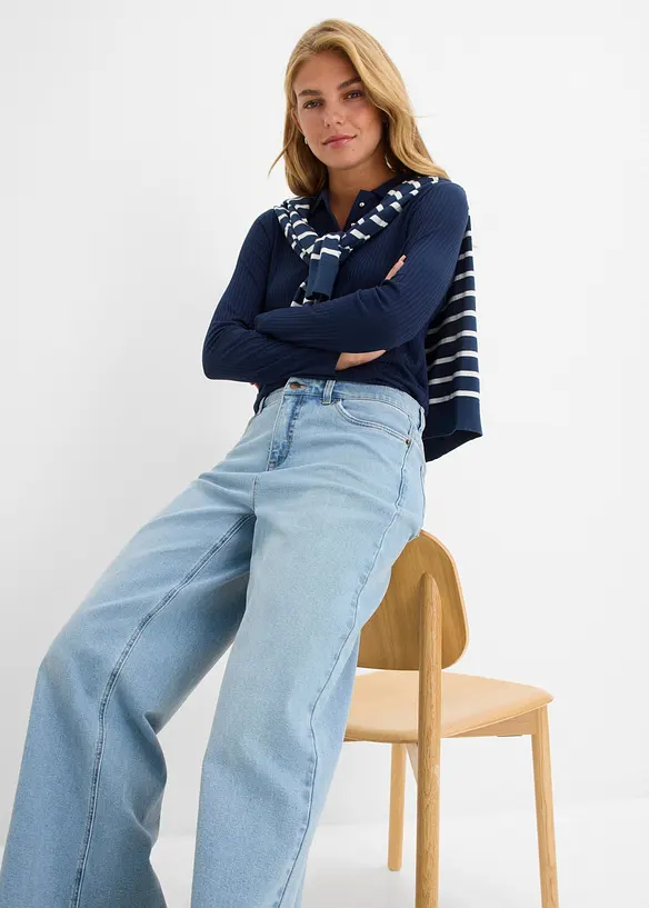 Jeans wide leg, vita media, bonprix