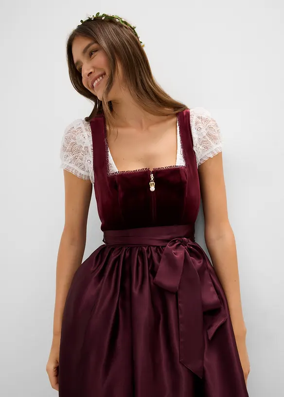 Abito bavarese midi con velluto (set 2 pezzi), bonprix