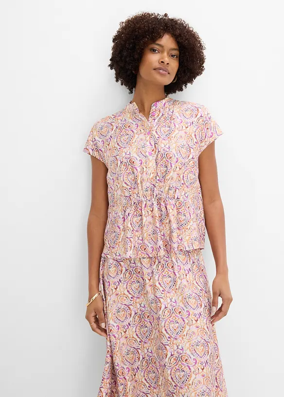 Blusa a maniche corte in misto viscosa, bonprix
