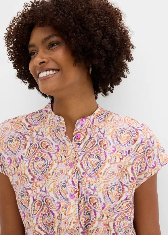 Blusa a maniche corte in misto viscosa, bonprix