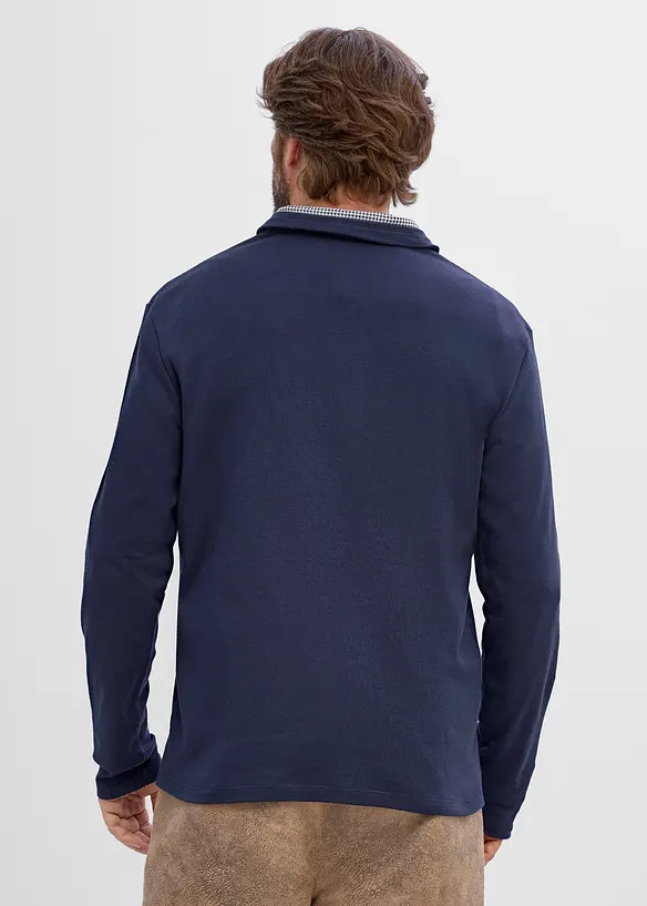 Polo in puro cotone con dettagli a quadretti, bonprix