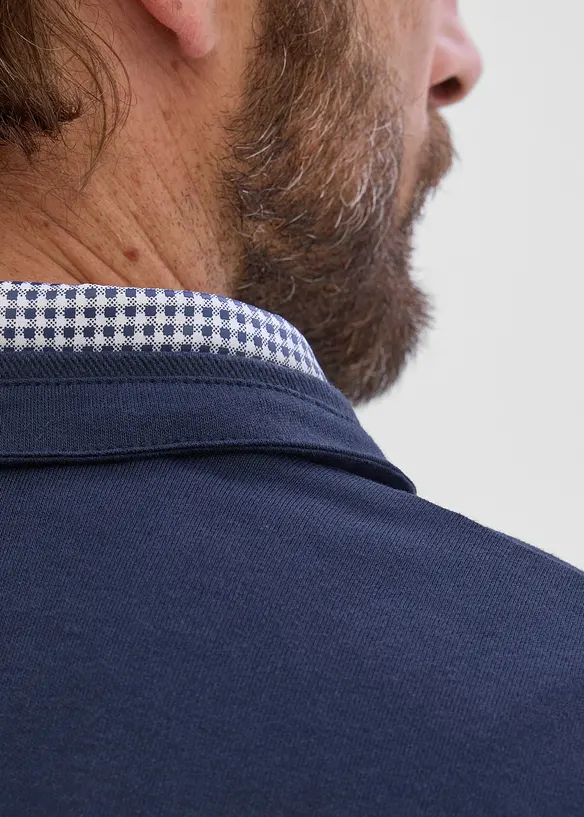 Polo in puro cotone con dettagli a quadretti, bonprix
