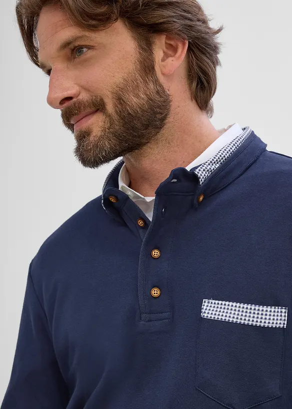 Polo in puro cotone con dettagli a quadretti, bonprix