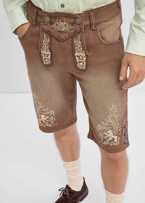 Bermuda bavaresi in jeans con lavaggio vintage, regular fit, bonprix