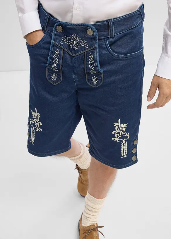 Bermuda bavaresi in denim felpato con vita comoda, bonprix