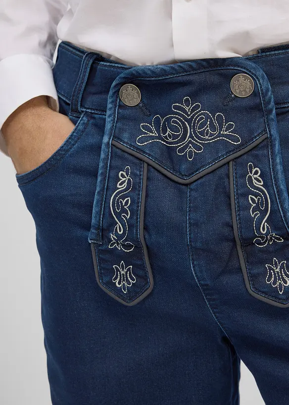 Bermuda bavaresi in denim felpato con vita comoda, bonprix
