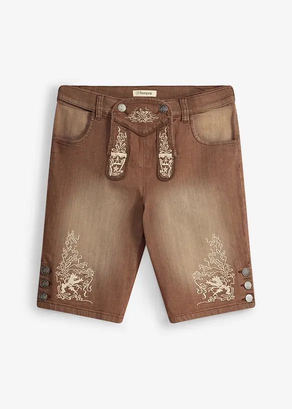 Bermuda bavaresi in jeans con lavaggio vintage, regular fit, bonprix