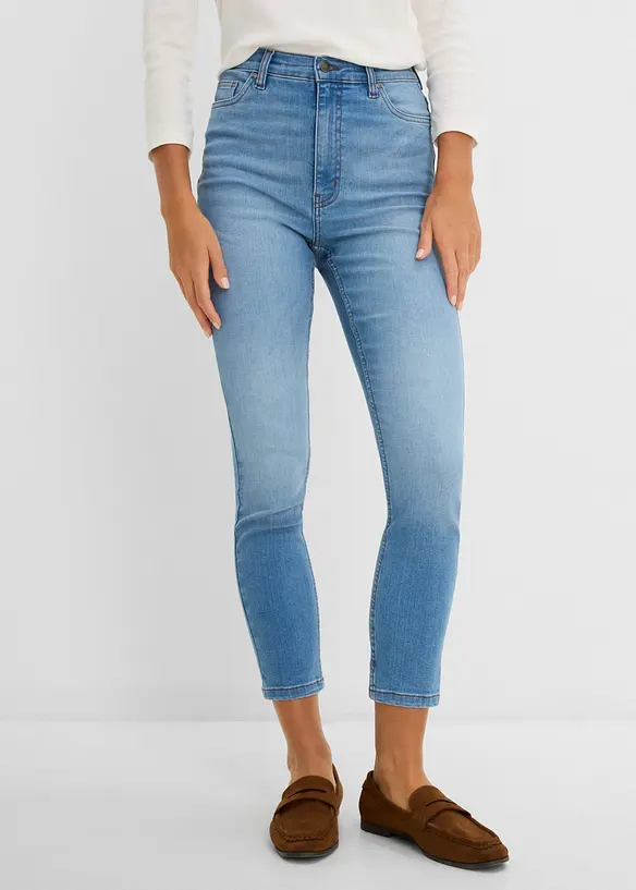 Jeans skinny cropped, vita alta, bonprix