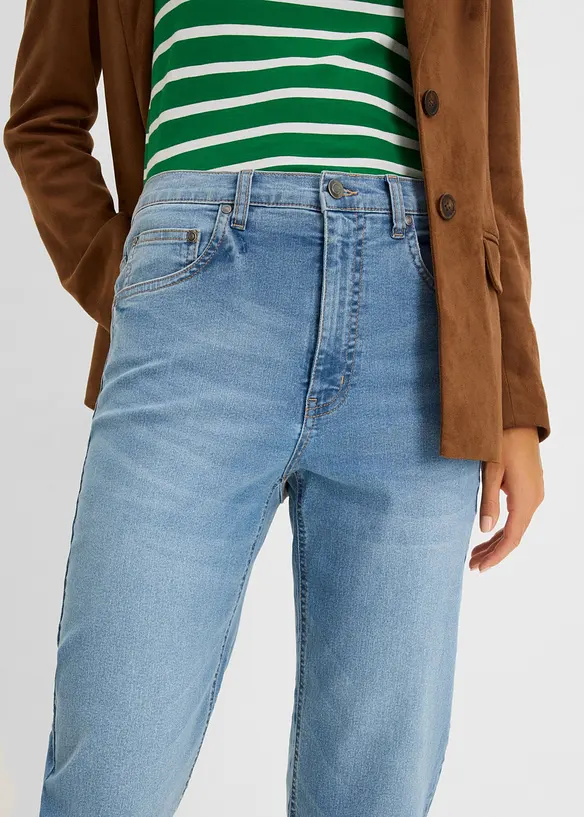 Mom jeans cropped, vita alta, bonprix