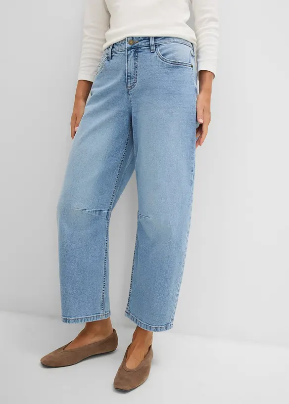 Jeans barrel, vita media, bonprix