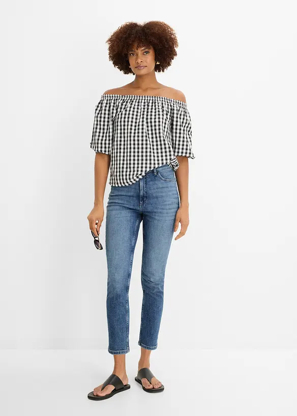 Jeans cropped slim fit, vita alta, bonprix
