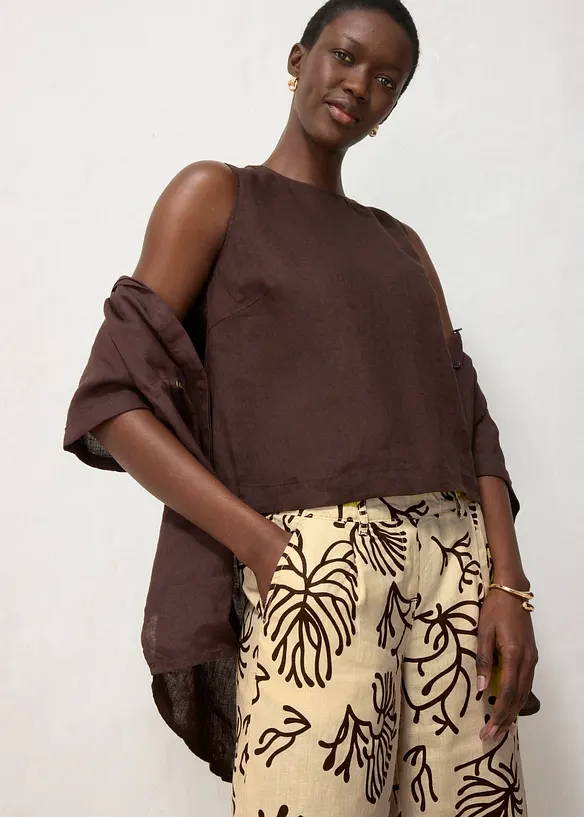 Pantaloni larghi in puro lino, bonprix