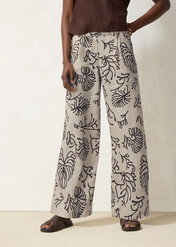 Pantaloni larghi in puro lino, bonprix