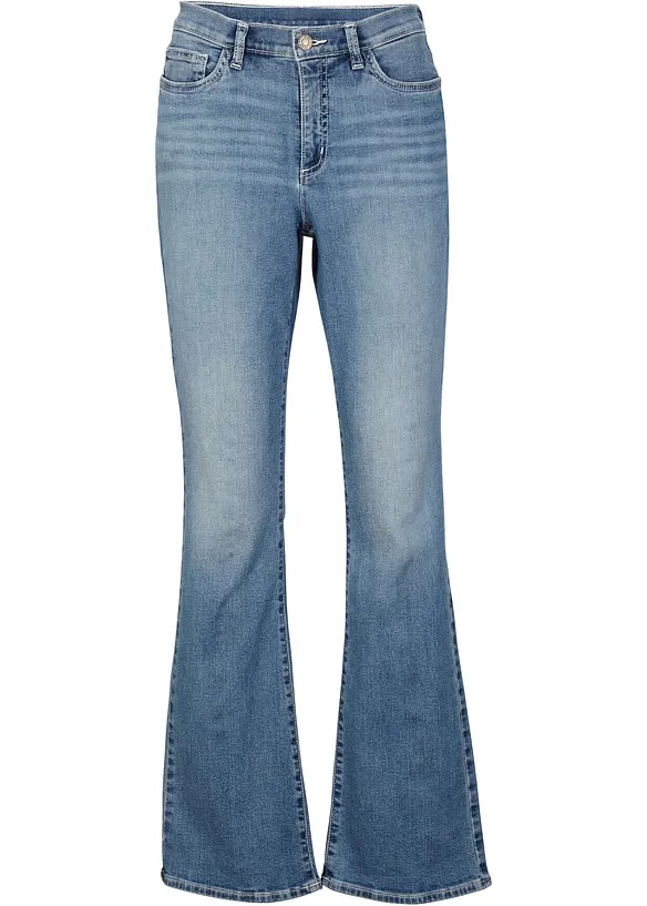 Jeans bootcut in cotone biologico, vita media, bonprix