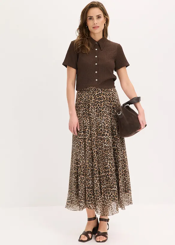 Gonna di chiffon con effetto crinkle, bonprix