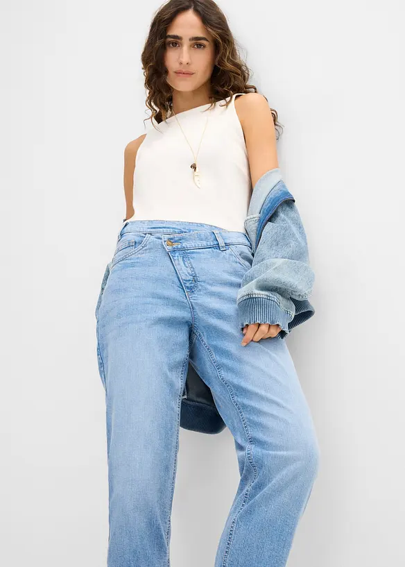 Mom jeans cropped, vita alta, bonprix