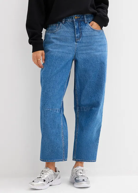 Jeans barrel, vita media, bonprix