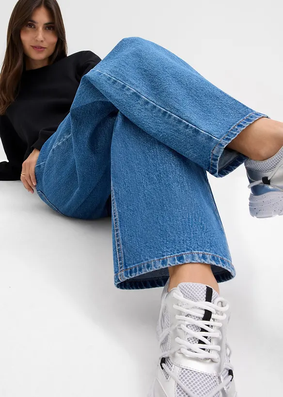 Jeans barrel, vita media, bonprix