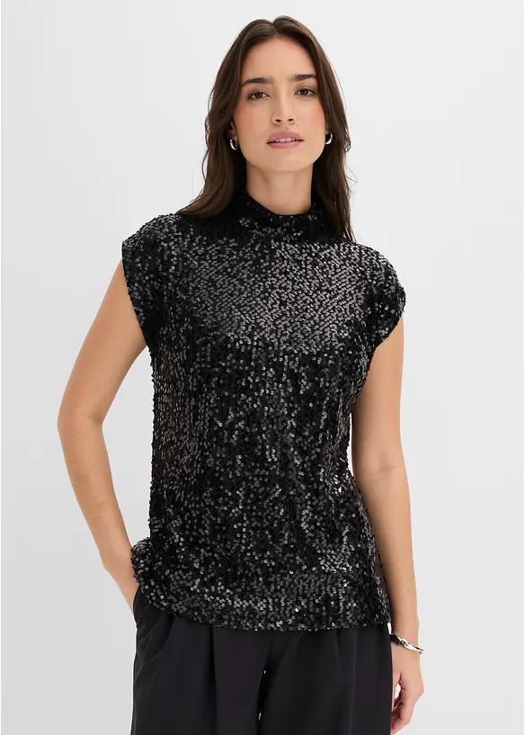 Top con paillettes, bonprix