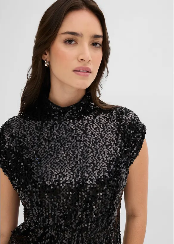 Top con paillettes, bonprix
