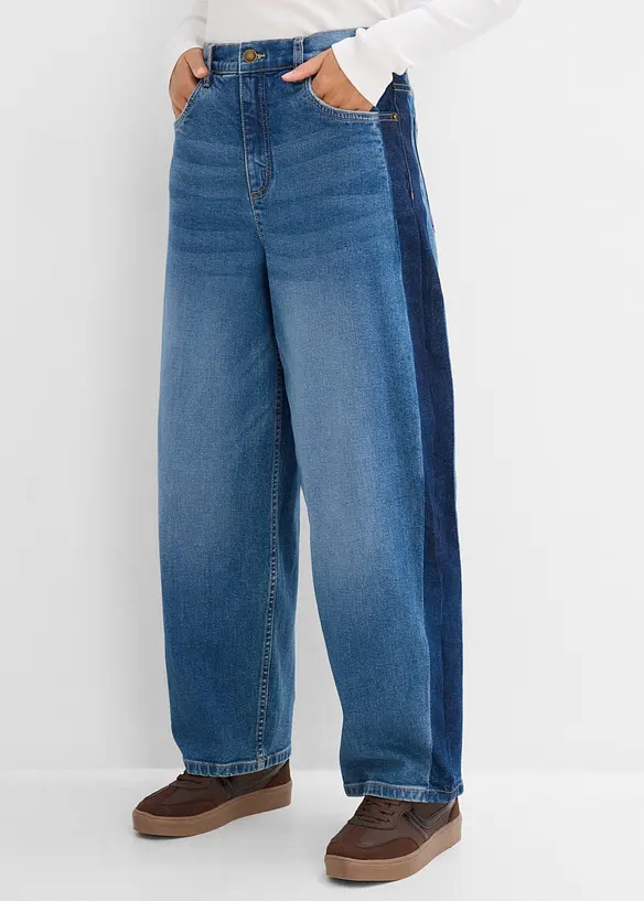 Jeans cropped a palloncino, vita alta, bonprix