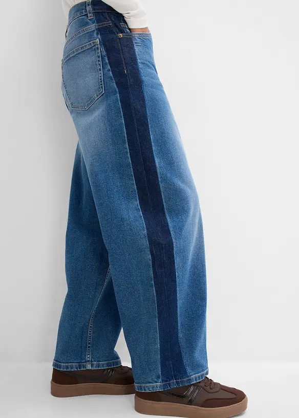 Jeans cropped a palloncino, vita alta, bonprix
