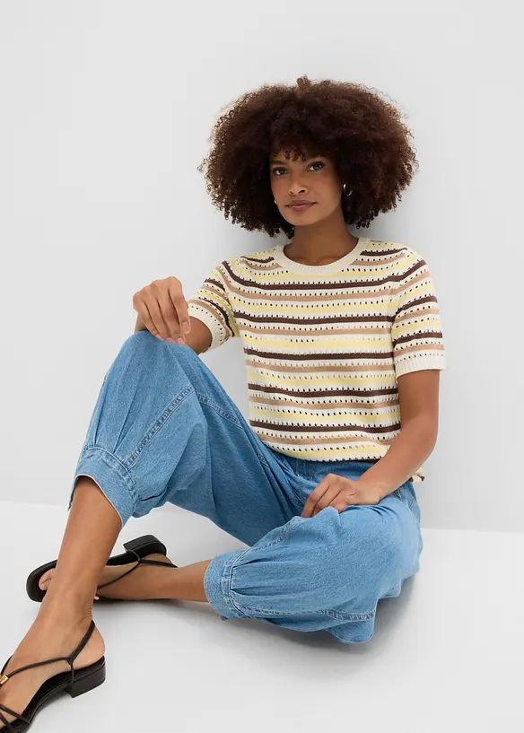 Jeans a palloncino leggeri con vita elasticizzata, vita media, bonprix