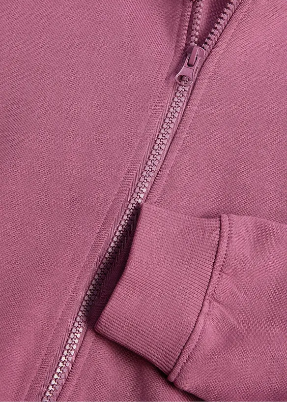 Felpa con zip e cappuccio in morbido misto cotone biologico, bonprix