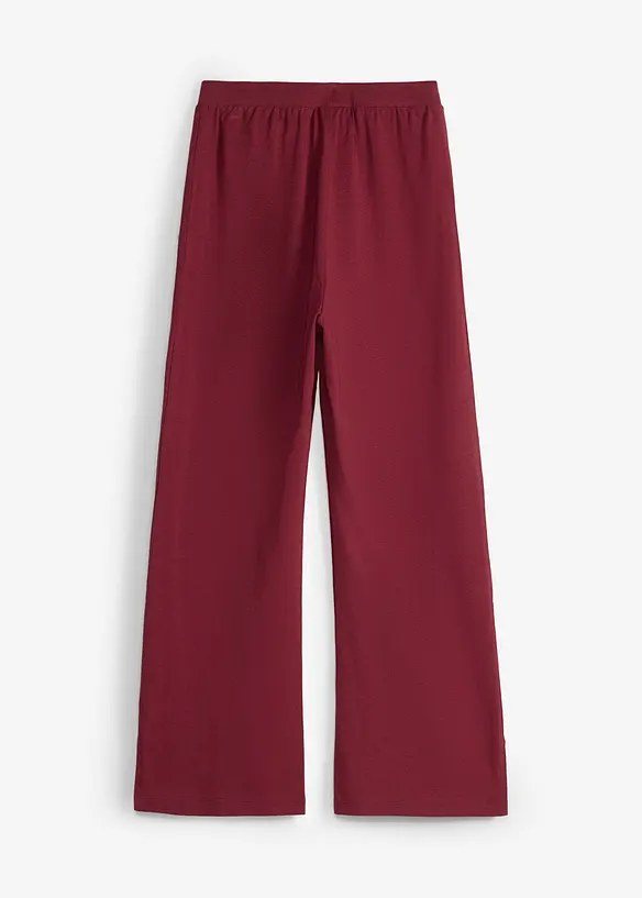 Pantaloni a gamba svasata in jersey elasticizzato misto con cotone biologico (pacco da 2), bonprix