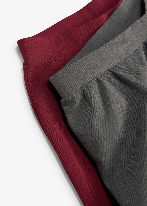 Pantaloni a gamba svasata in jersey elasticizzato misto con cotone biologico (pacco da 2), bonprix