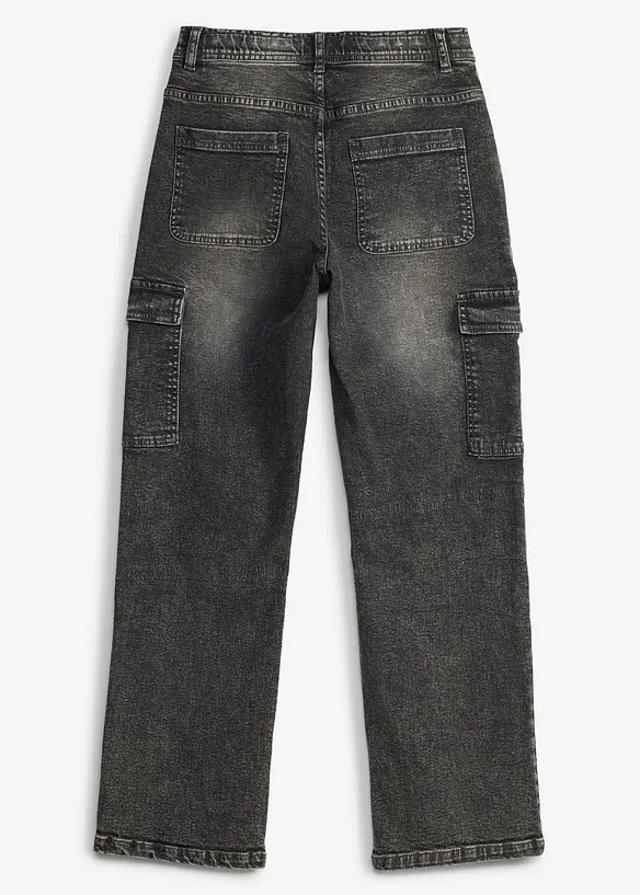 Jeans cargo larghi, vita media, bonprix