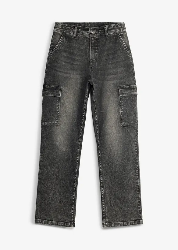 Jeans cargo larghi, vita media, bonprix