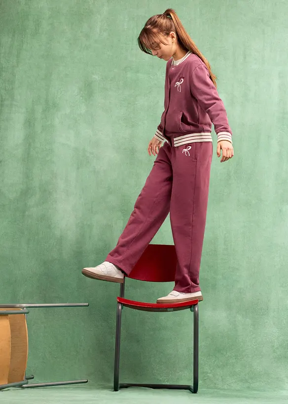 Pantaloni in felpa di puro cotone biologico, wide leg, bonprix