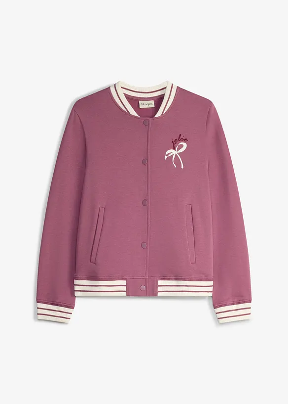 Felpa con zip in puro cotone biologico, bonprix