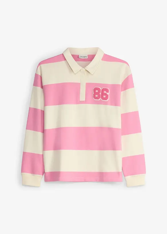Felpa stile polo in puro cotone biologico, bonprix