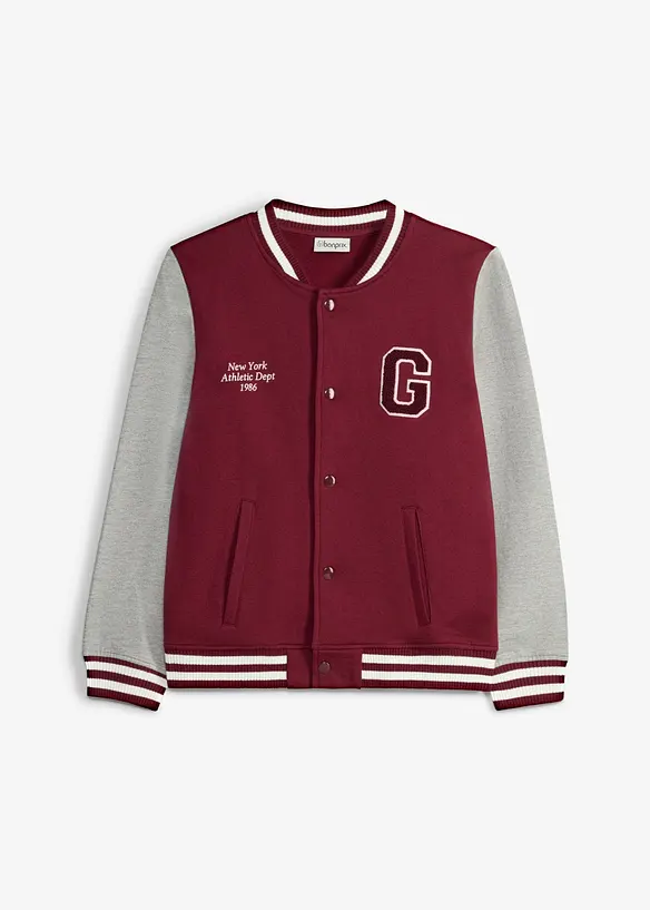 Giacca varsity in felpa di cotone morbido, bonprix